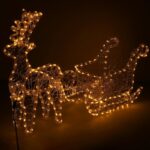 Instalatie lumini pentru Craciun, ren cu sanie, Sersimo, 312 LED-uri, 150cm, galben