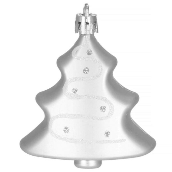 Set globuri si decoratiuni de Craciun, 77 piese, diverse dimensiuni, argintiu - Image 12