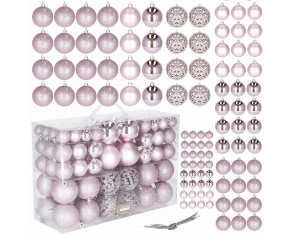 Set globuri de Craciun, 100 bucati, 3-6cm, roz - Image 8