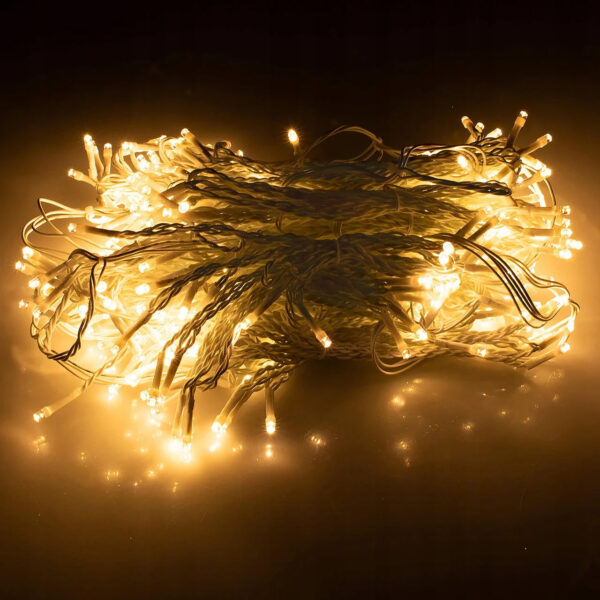 Fényfüggöny 300 LED, 3 m széles, beltéri/kültéri használatra, távirányító, sárga világítás - Image 3