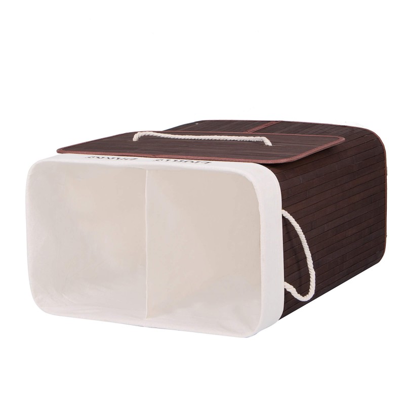 (DL) Cos rufe Sersimo HA33, dublu cu 2 compartimente, 100 L, 64x52 cm, bambus maro - Image 2