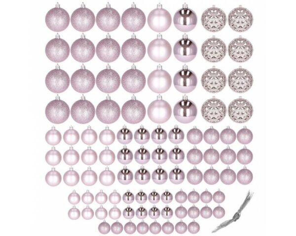 Set globuri de Craciun, 100 bucati, 3-6cm, roz - Image 6
