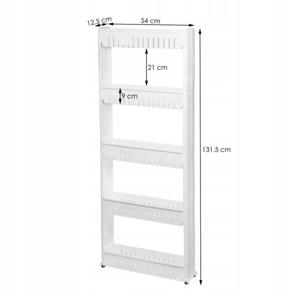 Sistem rafturi de depozitare Sersimo HA112 cu roti pentru bucatarie sau baie cu 5 polite, alb - Image 3