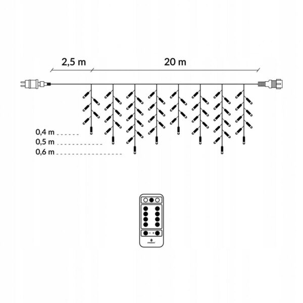 (DL) Ghirlanda luminoasa 500 LED-uri, 20m, pentru interior/exterior, telecomanda, iluminare multicolora - Image 8