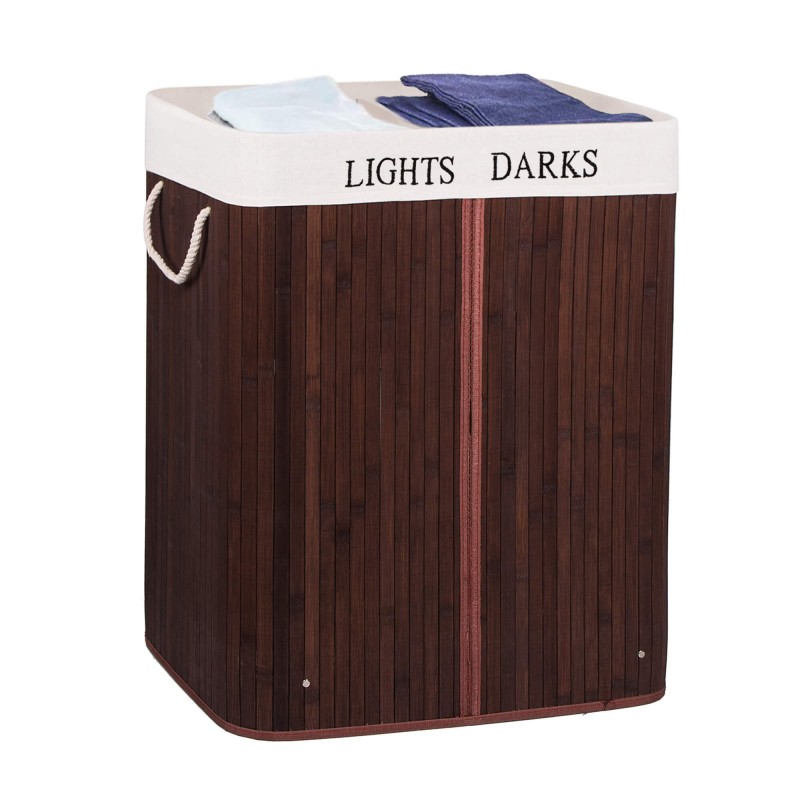 (DL) Cos rufe Sersimo HA33, dublu cu 2 compartimente, 100 L, 64x52 cm, bambus maro - Image 4