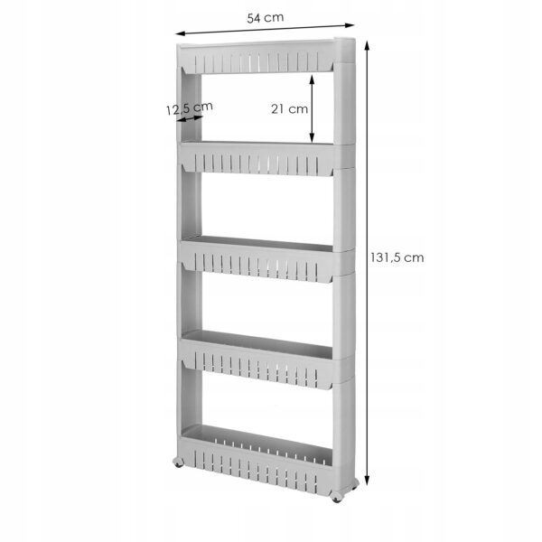 Sistem rafturi de depozitare Sersimo HA115 cu roti pentru bucatarie sau baie cu 5 polite, gri - Image 6