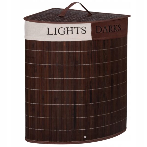 (DL) Sersimo HA66 sarok szennyeskosár, 2 rekeszes, 73 L, 60x47 cm, barna bambusz - Image 9