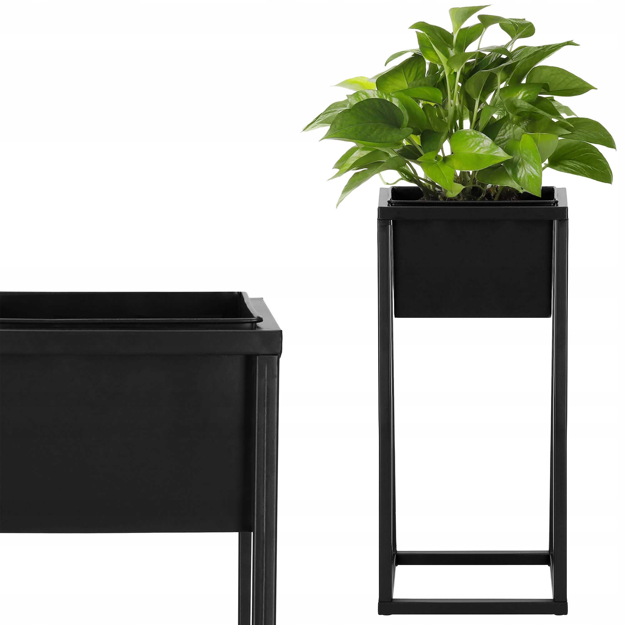 (DL) Suport ghiveci metalic negru GA186 cu teava patrata, inaltime 40cm - Image 2