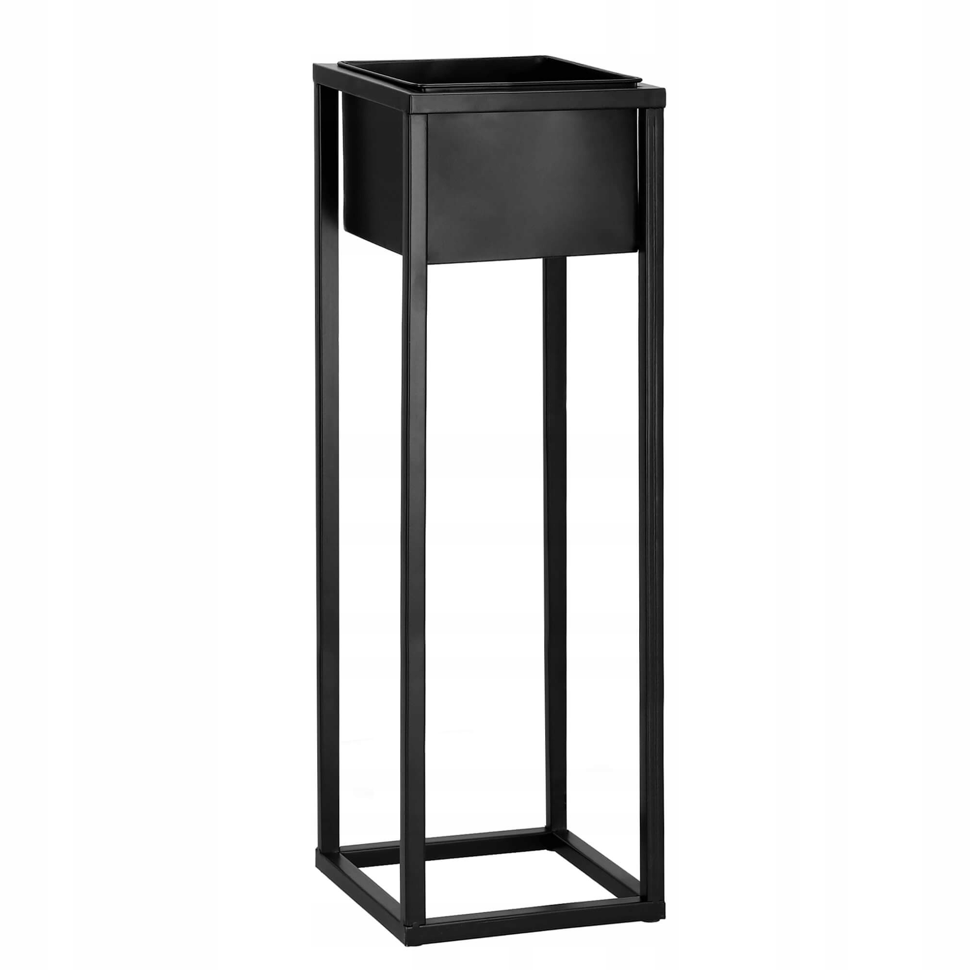 (DL) Suport ghiveci metalic negru GA188 cu teava patrata, inaltime 80cm - Image 2