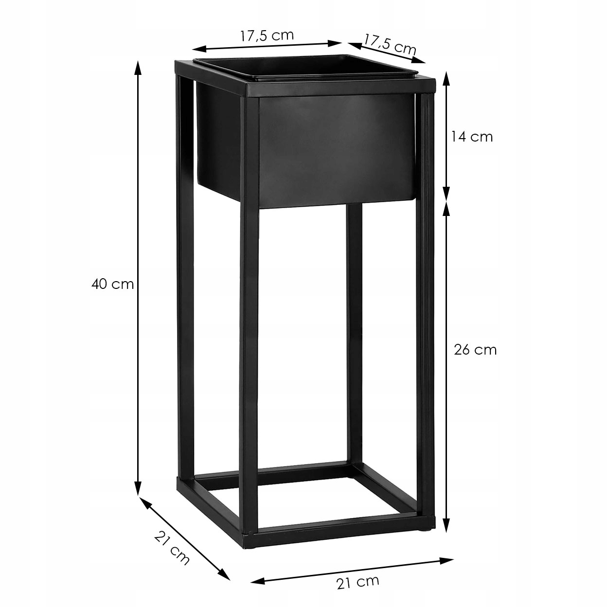 (DL) Suport ghiveci metalic negru GA186 cu teava patrata, inaltime 40cm - Image 10