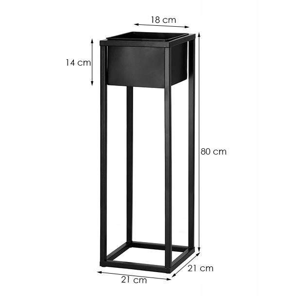 (DL) Suport ghiveci metalic negru GA188 cu teava patrata, inaltime 80cm - Image 12