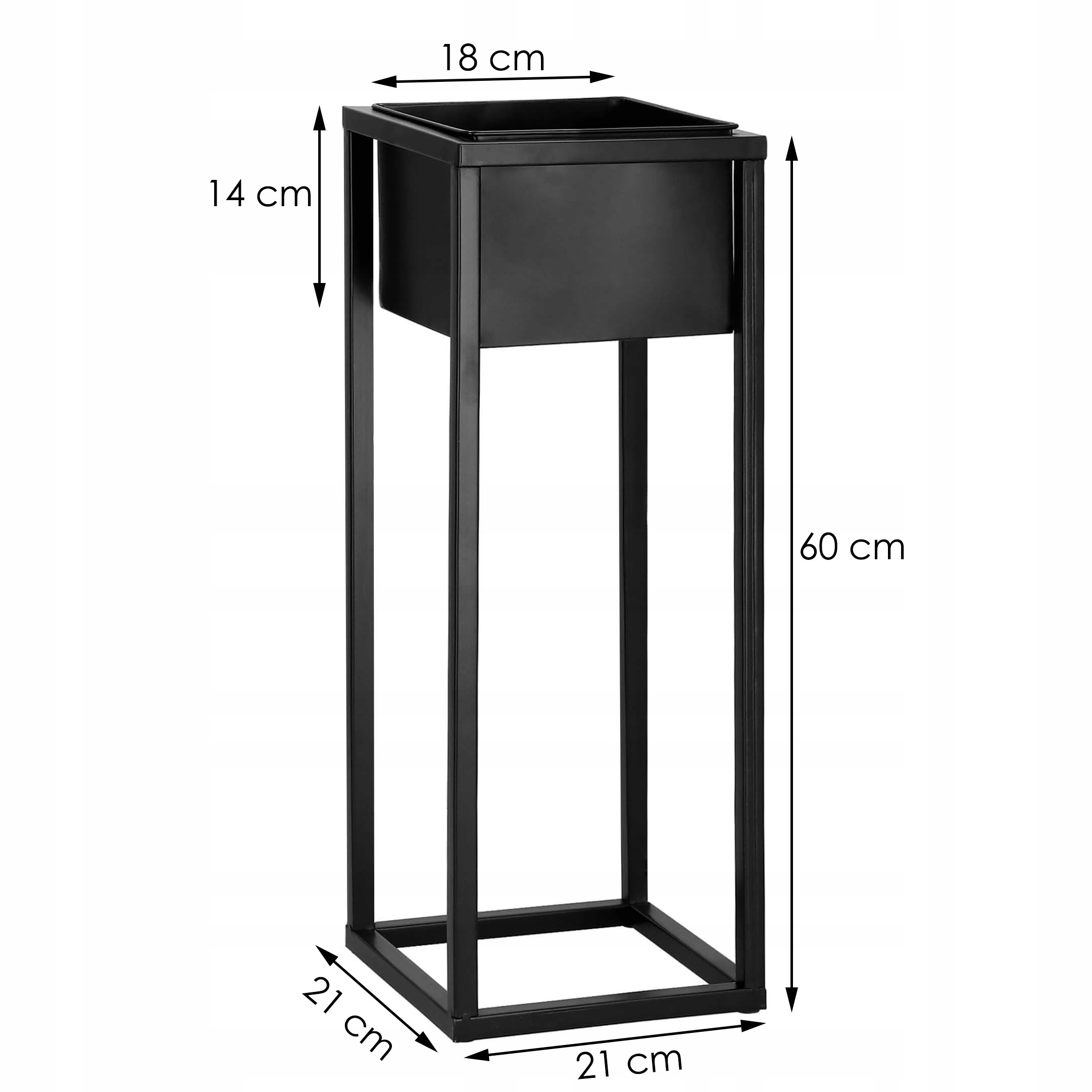 (DL) Suport ghiveci metalic negru GA187 cu teava patrata, inaltime 60cm - Image 13