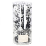 Karácsonyi gömb szett Inedit, 24 darab, 5 cm, átlátszó fekete belsővel