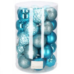 Karácsonyi gömb szett, 30 darab, 6 féle modell, 8 cm, kék