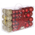 Karácsonyi gömb szett, 100 darab, 3–6 cm, piros–arany