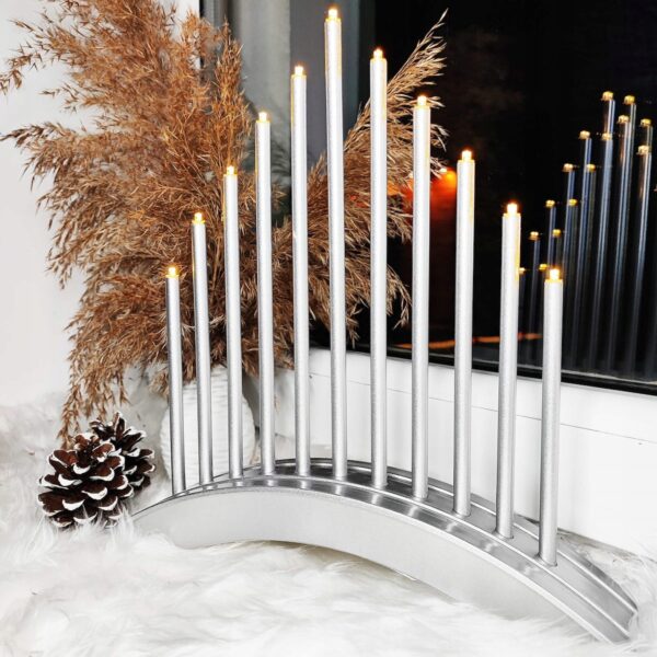 Lumanari decorative de Craciun, 11 becuri tip LED, culoare argintiu