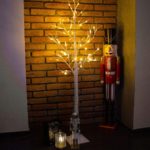 (DL) Pom decorativ luminat pentru Craciun, pentru interior/exterior, inaltime 120cm, 48 leduri cu lumina alb cald