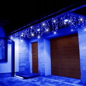 (DL) Ghirlanda luminoasa tip perdea cu flash 500 LED-uri, 20m, pentru interior/exterior, iluminare albastra