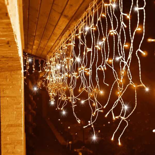 Ghirlanda luminoasa tip perdea cu flash 500 LED-uri, 20m, pentru interior/exterior, iluminare galbena - Image 2