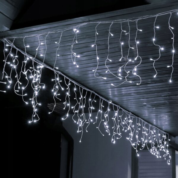Ghirlanda luminoasa tip perdea 500 LED-uri, 20m, pentru interior/exterior, iluminare alb, cu telecomanda - Image 8