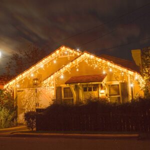 Ghirlanda luminoasa tip perdea cu flash 500 LED-uri, 20m, pentru interior/exterior, iluminare galbena