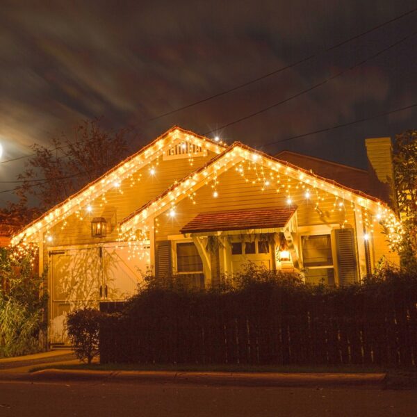 Ghirlanda luminoasa tip perdea cu flash 500 LED-uri, 20m, pentru interior/exterior, iluminare galbena