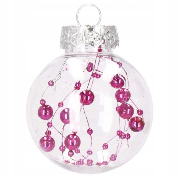 Set globuri de Craciun Inedit, 30 bucati, 6cm, transparente si roz - Image 10