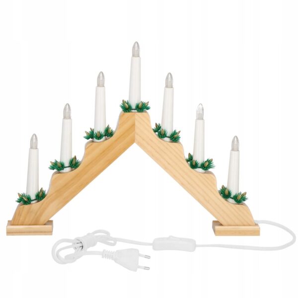 Lumanari decorative de Craciun, stand de lemn, 7 becuri tip LED, culoare maro - Image 11