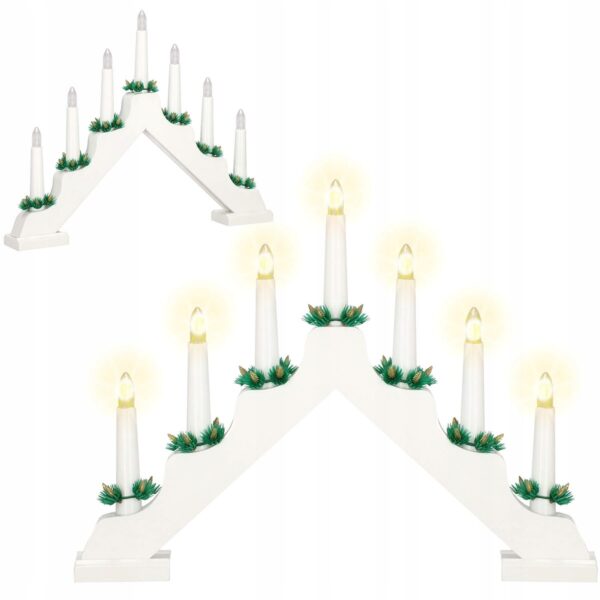 Lumanari decorative de Craciun, stand de lemn, 7 becuri tip LED, culoare alba - Image 12