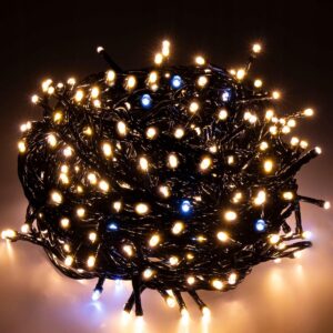 Fényszerelés a karácsonyfához, 18,5 méter, 300 LED vakuval, sárga
