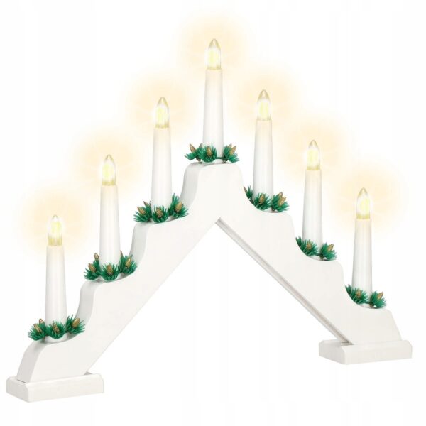 Lumanari decorative de Craciun, stand de lemn, 7 becuri tip LED, culoare alba - Image 13