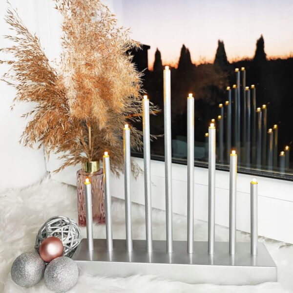 Lumanari decorative de Craciun, 9 becuri tip LED, culoare argintiu - Image 3