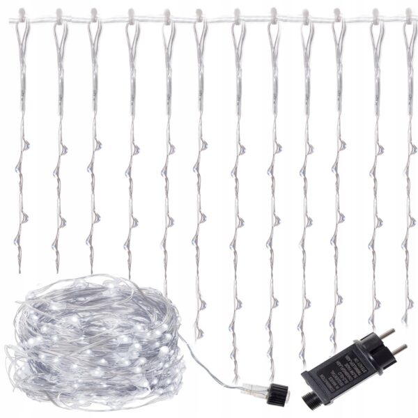Fényfüggöny 400 LED, 3m, beltéri/kültéri használatra, fehér világítással - Image 9