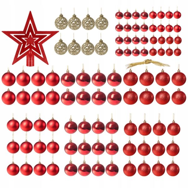 Set globuri de Craciun, 100 bucati, 3-6cm, rosu auriu - Image 11