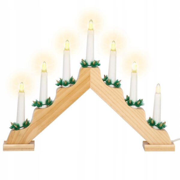 Lumanari decorative de Craciun, stand de lemn, 7 becuri tip LED, culoare maro - Image 16