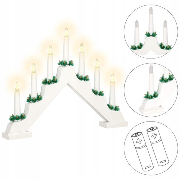 Lumanari decorative de Craciun, stand de lemn, 7 becuri tip LED, culoare alba - Image 15
