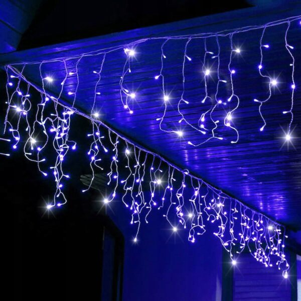 (DL) Ghirlanda luminoasa tip perdea cu flash 500 LED-uri, 20m, pentru interior/exterior, iluminare albastra - Image 12