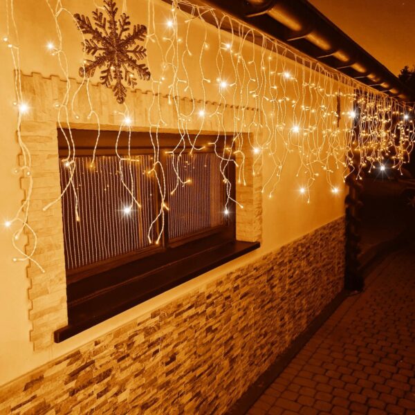 Ghirlanda luminoasa tip perdea cu flash 500 LED-uri, 20m, pentru interior/exterior, iluminare galbena - Image 3