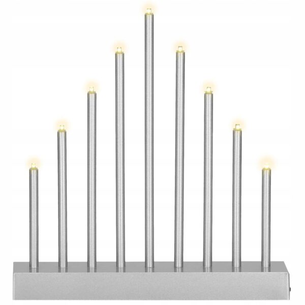 Lumanari decorative de Craciun, 9 becuri tip LED, culoare argintiu - Image 5