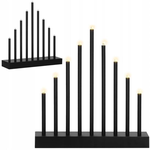 Dekoratív karácsonyi gyertya, 9 db LED izzó, fekete színű - Image 5
