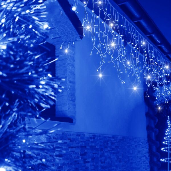 (DL) Ghirlanda luminoasa tip perdea cu flash 500 LED-uri, 20m, pentru interior/exterior, iluminare albastra - Image 3