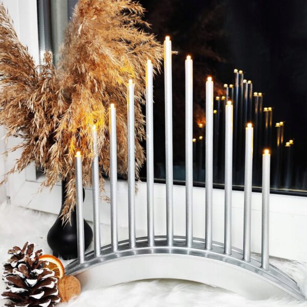 Lumanari decorative de Craciun, 11 becuri tip LED, culoare argintiu - Image 2