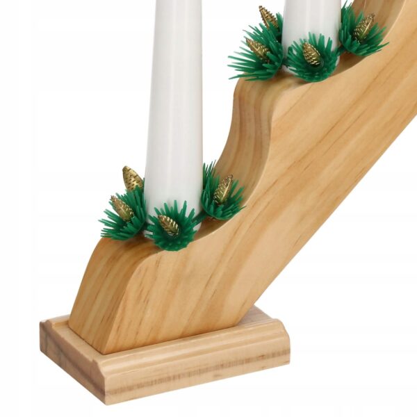 Lumanari decorative de Craciun, stand de lemn, 7 becuri tip LED, culoare maro - Image 4