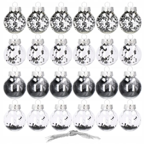 Set globuri de Craciun Inedit, 24 bucati, 5cm, transparente cu interior negru - Image 5