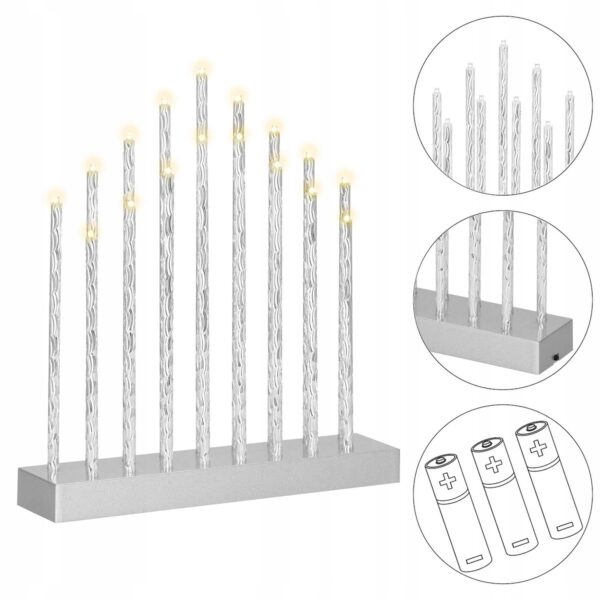 Lumanari decorative de Craciun, 17 becuri tip LED, culoare argintiu - Image 9