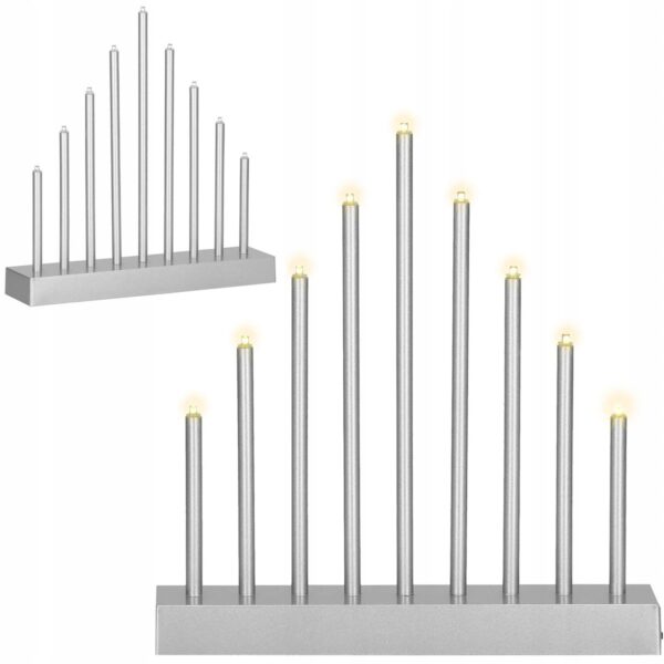 Lumanari decorative de Craciun, 9 becuri tip LED, culoare argintiu - Image 7