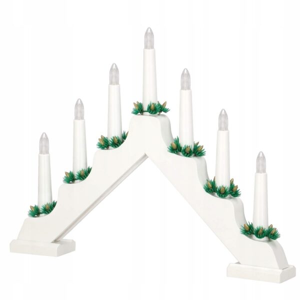 Lumanari decorative de Craciun, stand de lemn, 7 becuri tip LED, culoare alba - Image 8