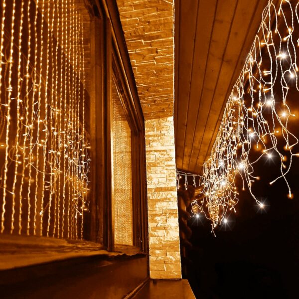 Ghirlanda luminoasa tip perdea cu flash 500 LED-uri, 20m, pentru interior/exterior, iluminare galbena - Image 6
