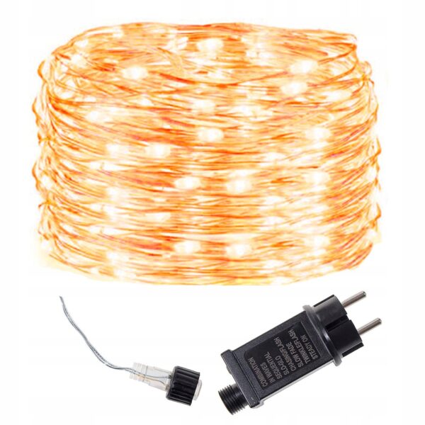 Dekoratív lámpa installáció 300 LED-del, 30 m, belső/külső, sárga világítás - Image 6