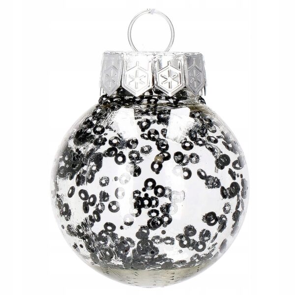 Set globuri de Craciun Inedit, 24 bucati, 5cm, transparente cu interior negru - Image 6